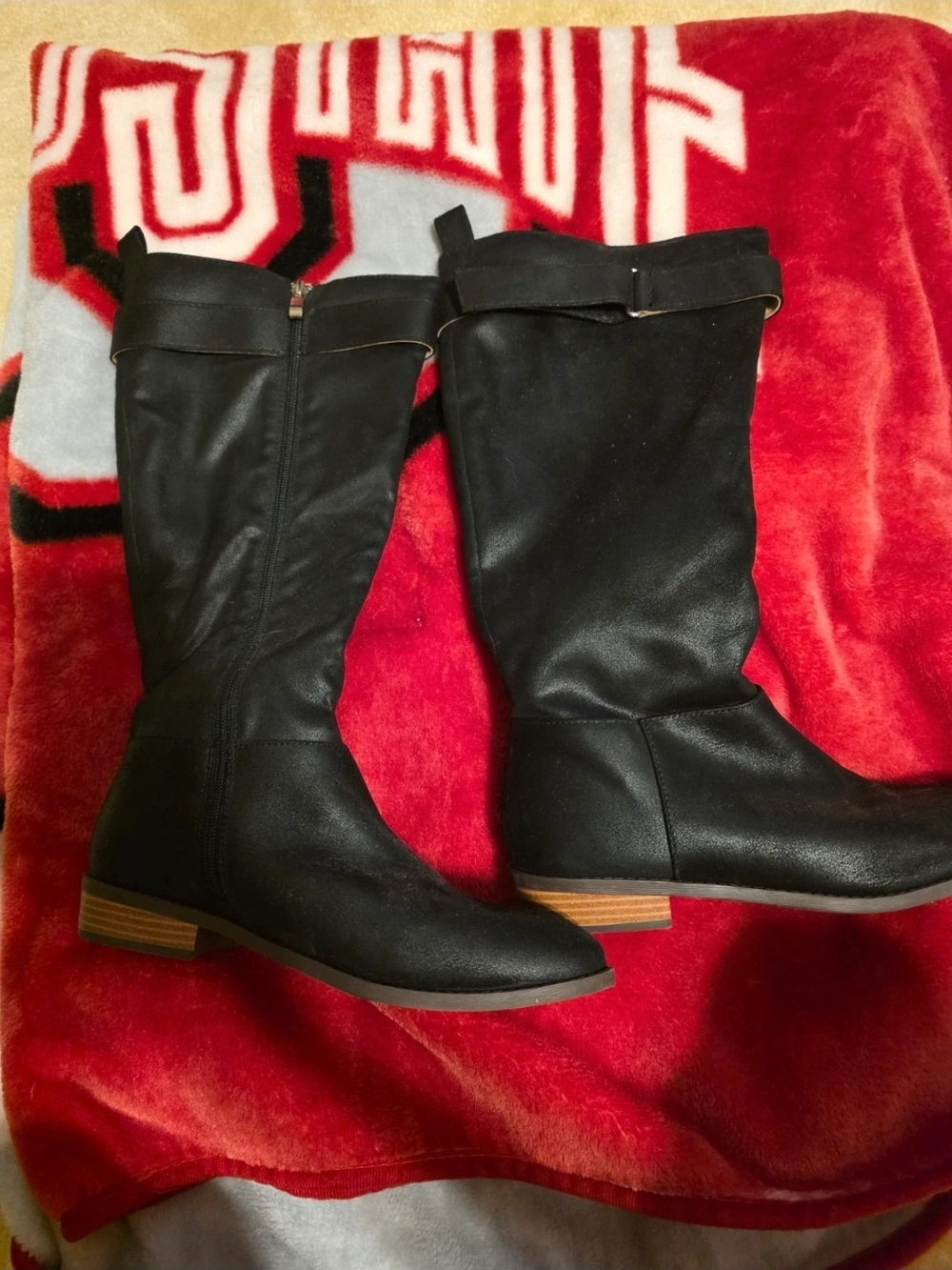 Journee Collection Black Knee High Boots Size 9 Buckle Detail